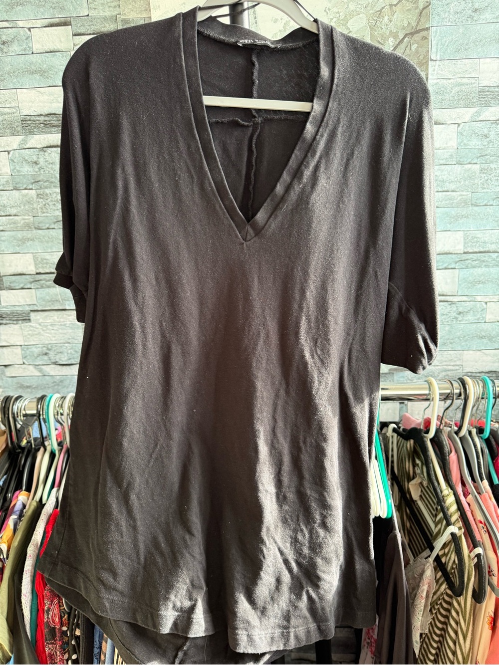 Zara Black V-Neck Women's oversized Tunic Top - Classic Casual